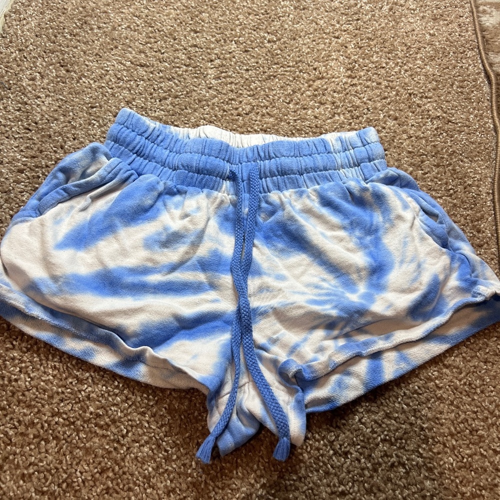 Blue and White Cloud Tie Dye Shorts